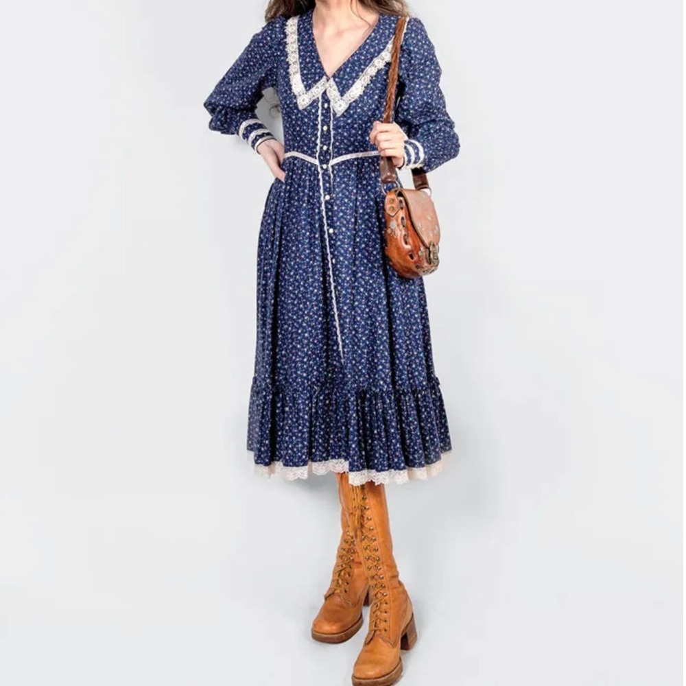 🦋 Vintage 1970s Gunne Sax by Jessica calico prairie dress